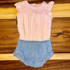 Carter's Decorative Pink Onesie with Blue Shorts